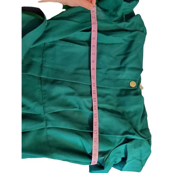 1980s Vintage CB Collections Women's Size 16 Green Sheath Dress w/ Gold Buttons - Picture 7 of 9